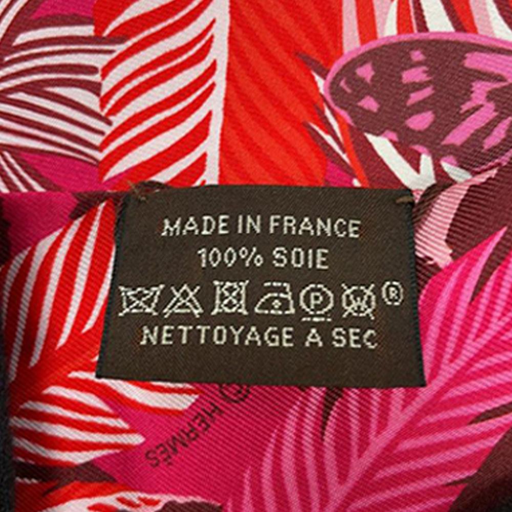 Hermès AB Hermès Red with Pink Dark Pink Silk Fabric Jaguar Quetzal Twilly Scarf France