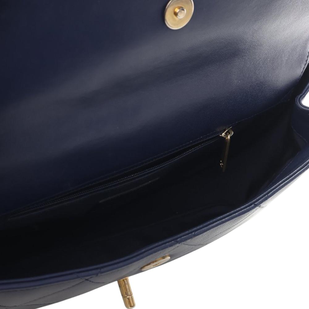 Chanel B Chanel Blue Navy Lambskin Leather Leather Quilted Lambskin A Real Catch Flap France