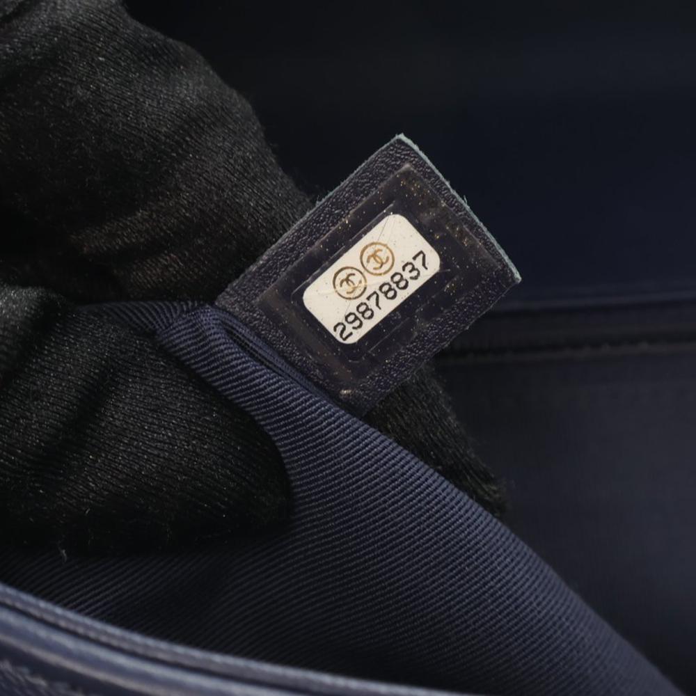 Chanel B Chanel Blue Navy Lambskin Leather Leather Quilted Lambskin A Real Catch Flap France