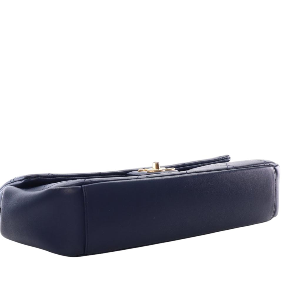 Chanel B Chanel Blue Navy Lambskin Leather Leather Quilted Lambskin A Real Catch Flap France