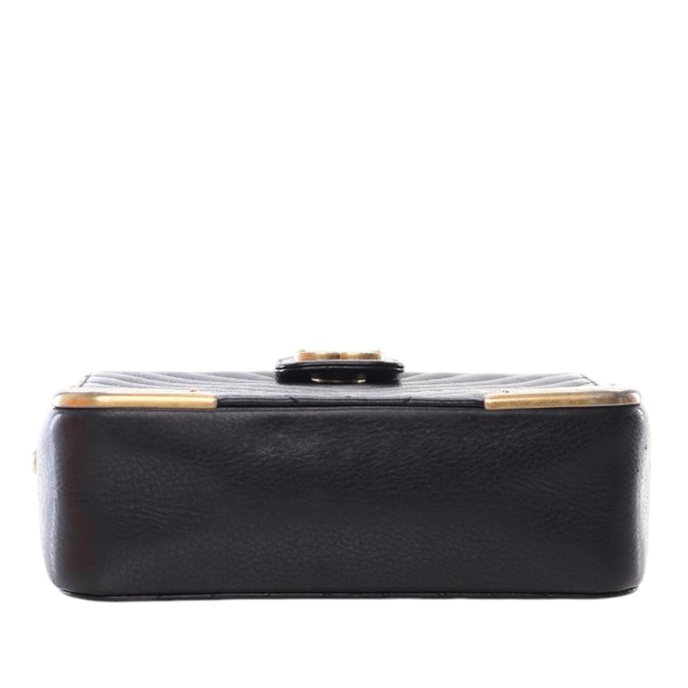 Chanel AB Chanel Black with Gold Calf Leather CC Chevron skin Rock The Corners Minaudiere Bag Italy