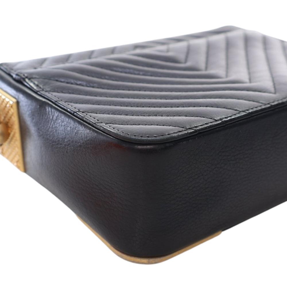 Chanel AB Chanel Black with Gold Calf Leather CC Chevron skin Rock The Corners Minaudiere Bag Italy