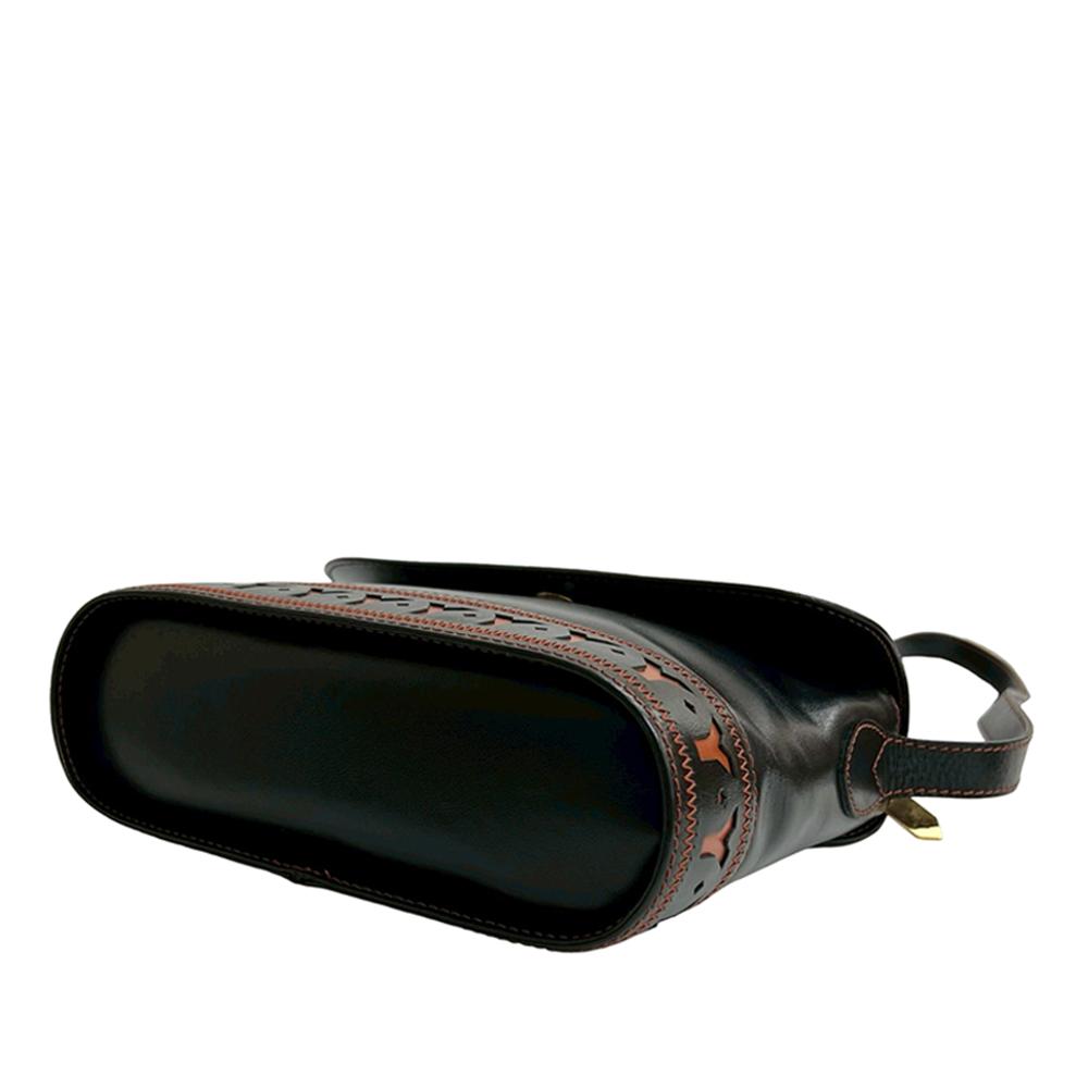 Saint Laurent AB Saint Laurent Black Calf Leather Cutout Crossbody France