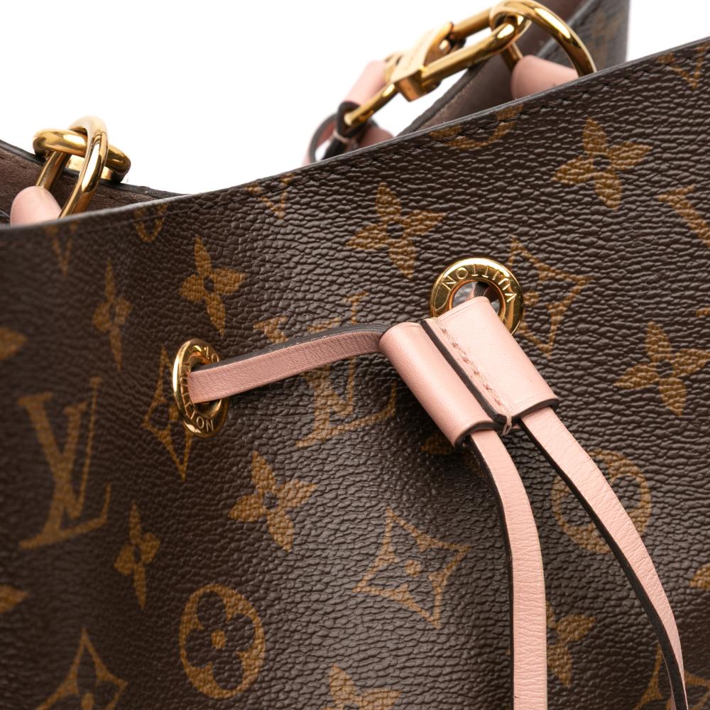 Louis Vuitton B Louis Vuitton Brown with Pink Light Pink Monogram Canvas Fabric Monogram Neonoe MM France