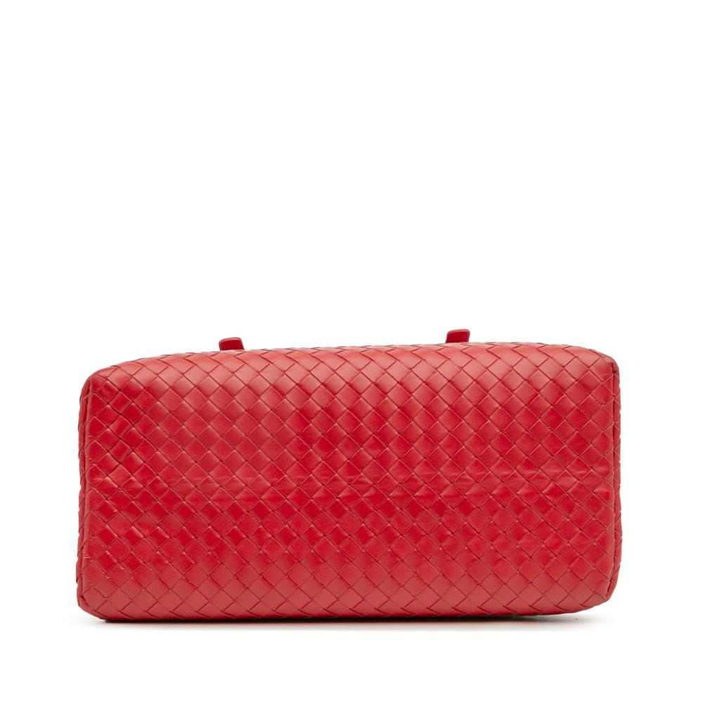 Bottega Veneta B Bottega Veneta Red Nappa Leather Leather Small Nappa Intrecciato Roma Satchel Italy