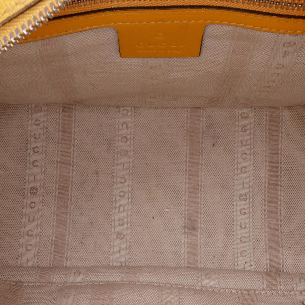 Gucci B Gucci Yellow Mustard Calf Leather Diamante Bright Satchel Italy