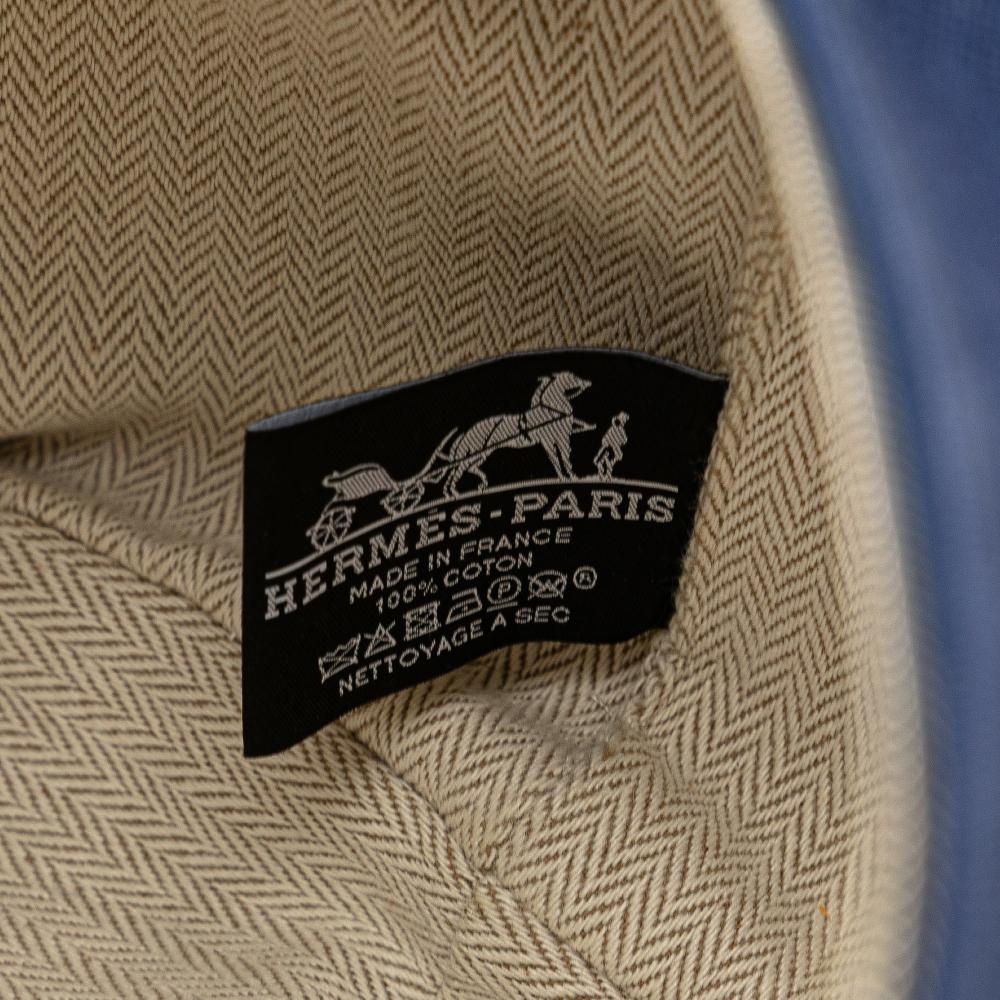 Hermès B Hermès Blue Dark Blue with Green Canvas Fabric Small Toile Bride A Brac Case France