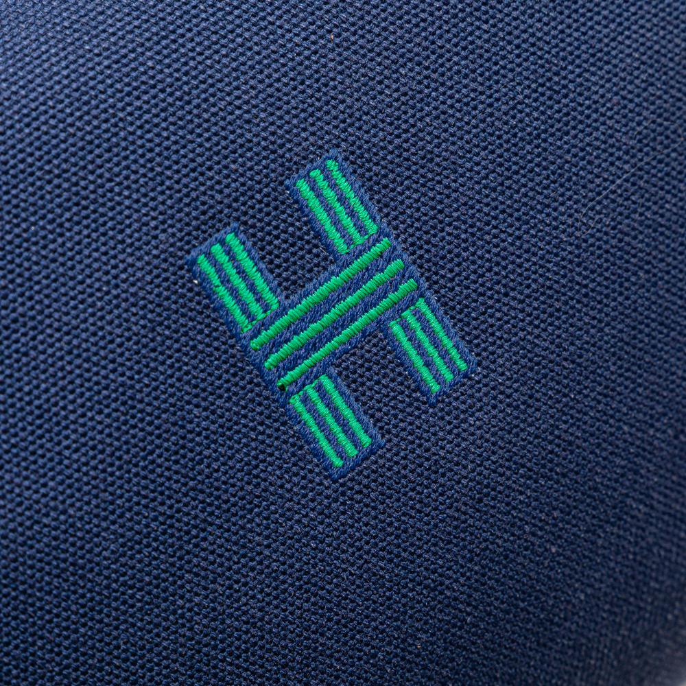 Hermès B Hermès Blue Dark Blue with Green Canvas Fabric Small Toile Bride A Brac Case France