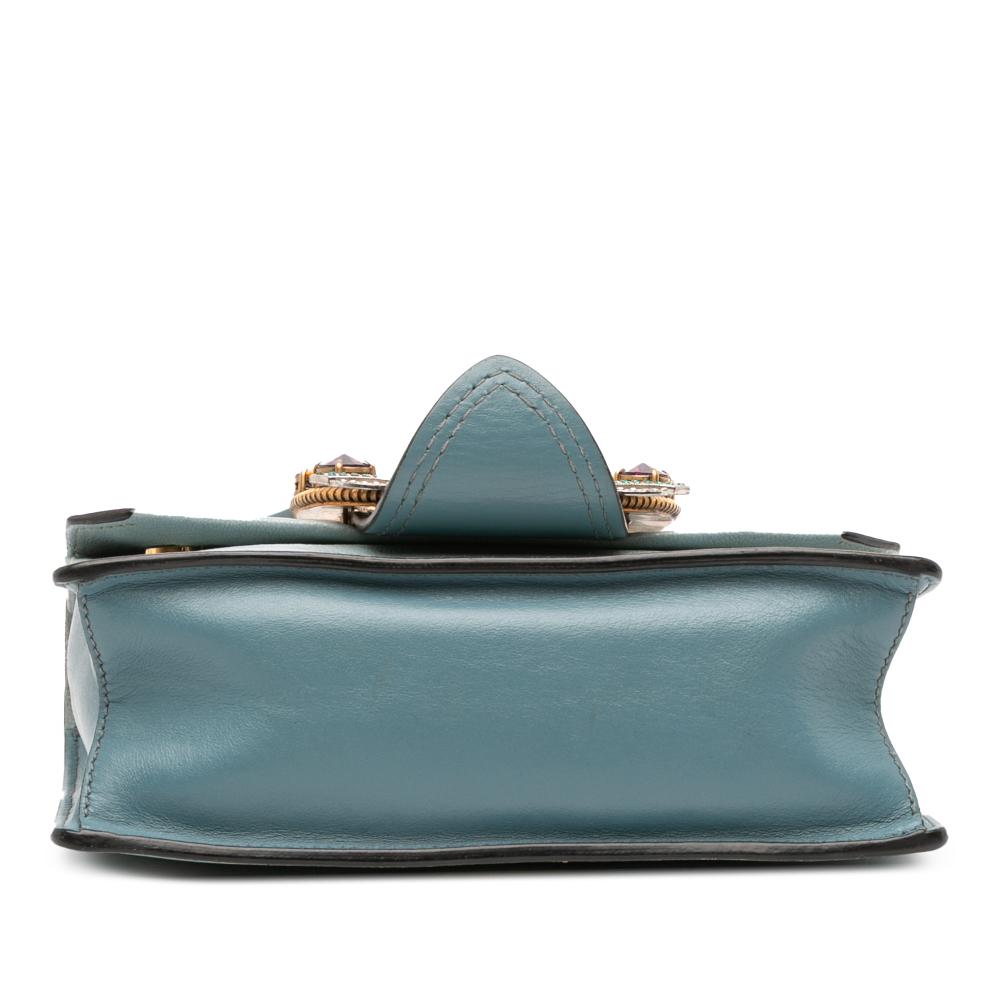 Miu Miu B Miu Miu Blue Light Blue Goatskin Leather Madras Soft Calf Crystal Embellished Crossbody Italy