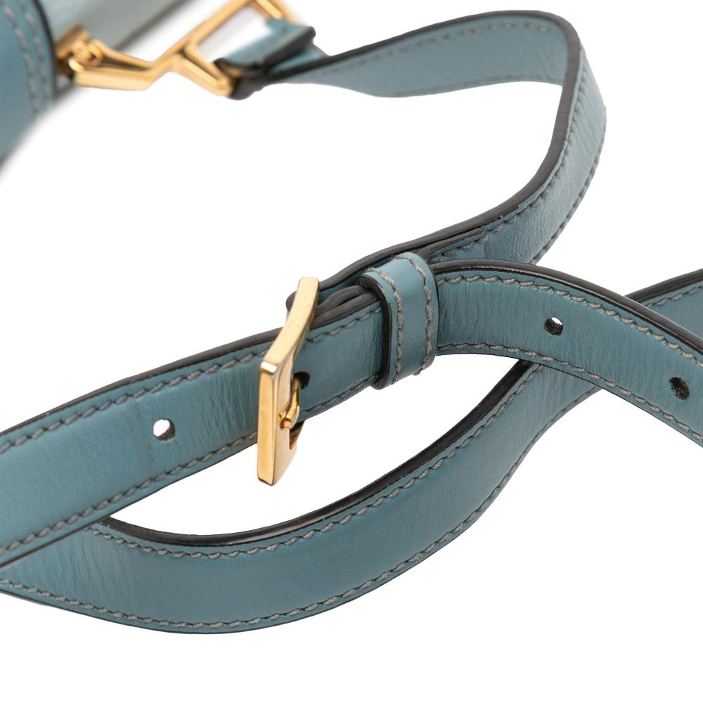 Miu Miu B Miu Miu Blue Light Blue Goatskin Leather Madras Soft Calf Crystal Embellished Crossbody Italy