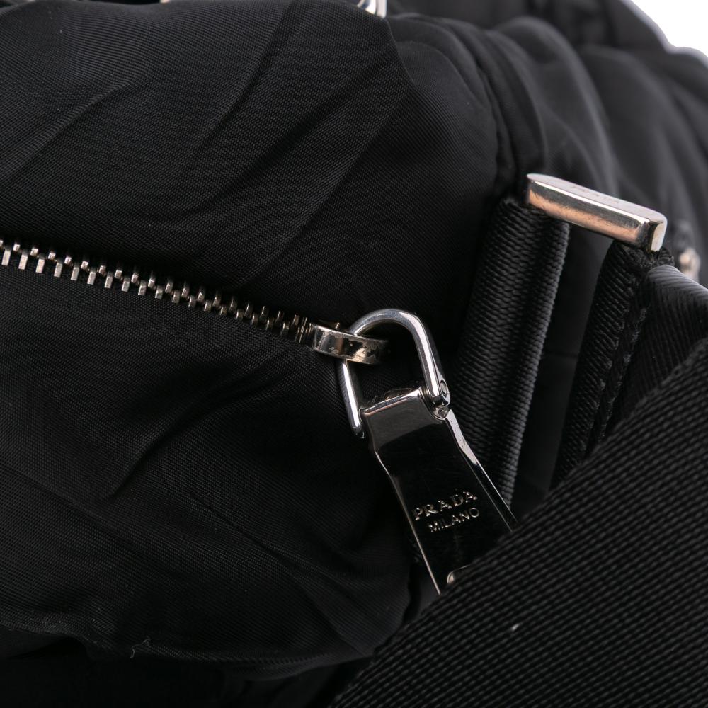 Prada B Prada Black Nylon Fabric Quilted Tessuto Messenger Bag Italy