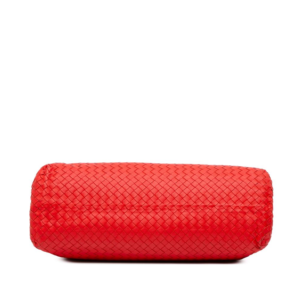 Bottega Veneta B Bottega Veneta Red Nappa Leather Leather Medium Nappa Intrecciato Double Chain Tote Italy