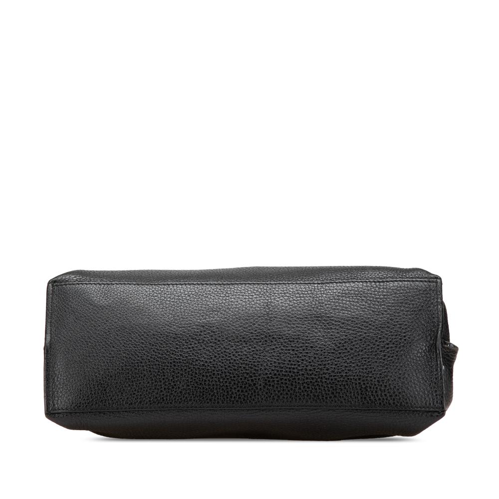 Gucci B Gucci Black Calf Leather Medium Bamboo Daily Satchel Italy