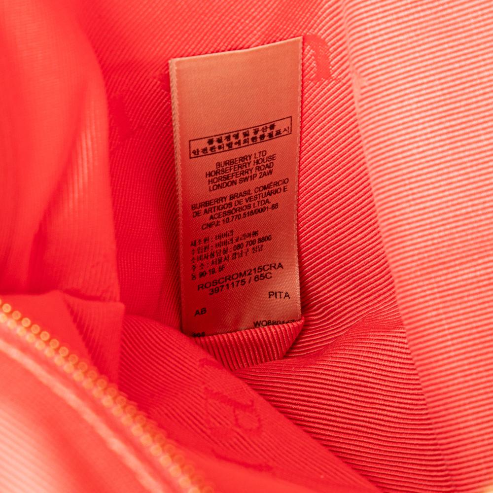 Burberry B Burberry Pink Salmon Calf Leather Small Heritage Grain Check Embossed Orchard Bowling Bag Romania