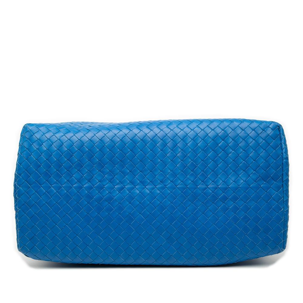 Bottega Veneta B Bottega Veneta Blue Nappa Leather Leather Medium Nappa Intrecciato Roma Tote Italy