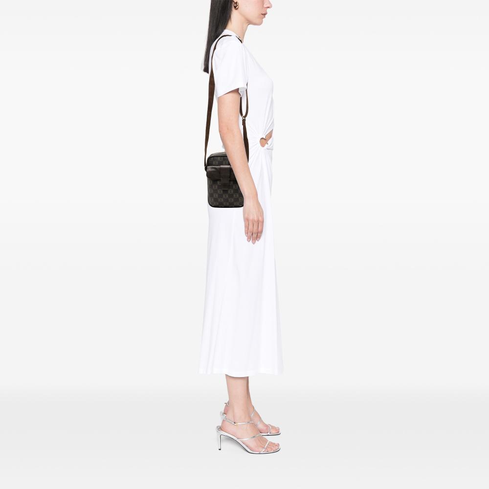 Loewe B LOEWE Brown Dark Brown Coated Canvas Fabric Anagram Crossbody Spain