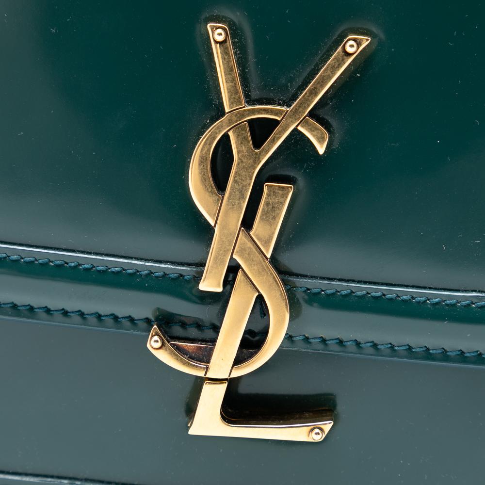 Saint Laurent AB Saint Laurent Green Dark Green Patent Leather Leather Small Patent Solferino Satchel In Box Italy