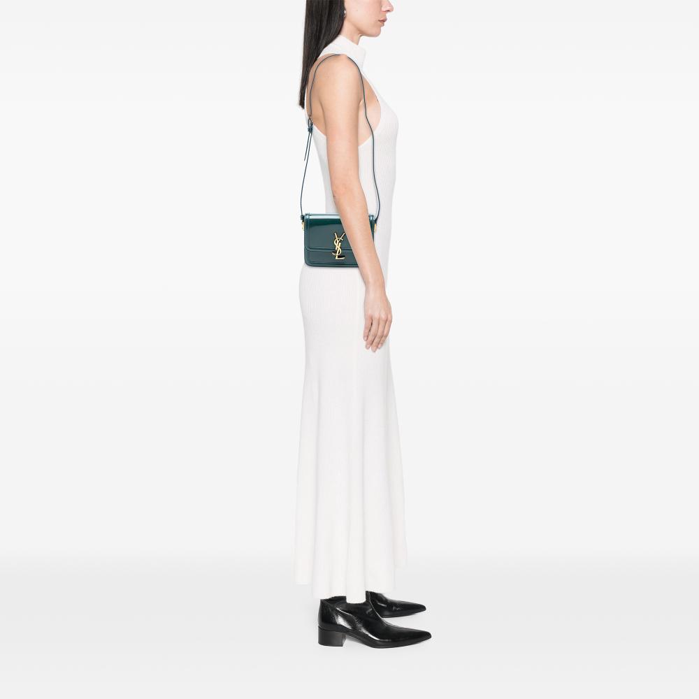 Saint Laurent AB Saint Laurent Green Dark Green Patent Leather Leather Small Patent Solferino Satchel In Box Italy