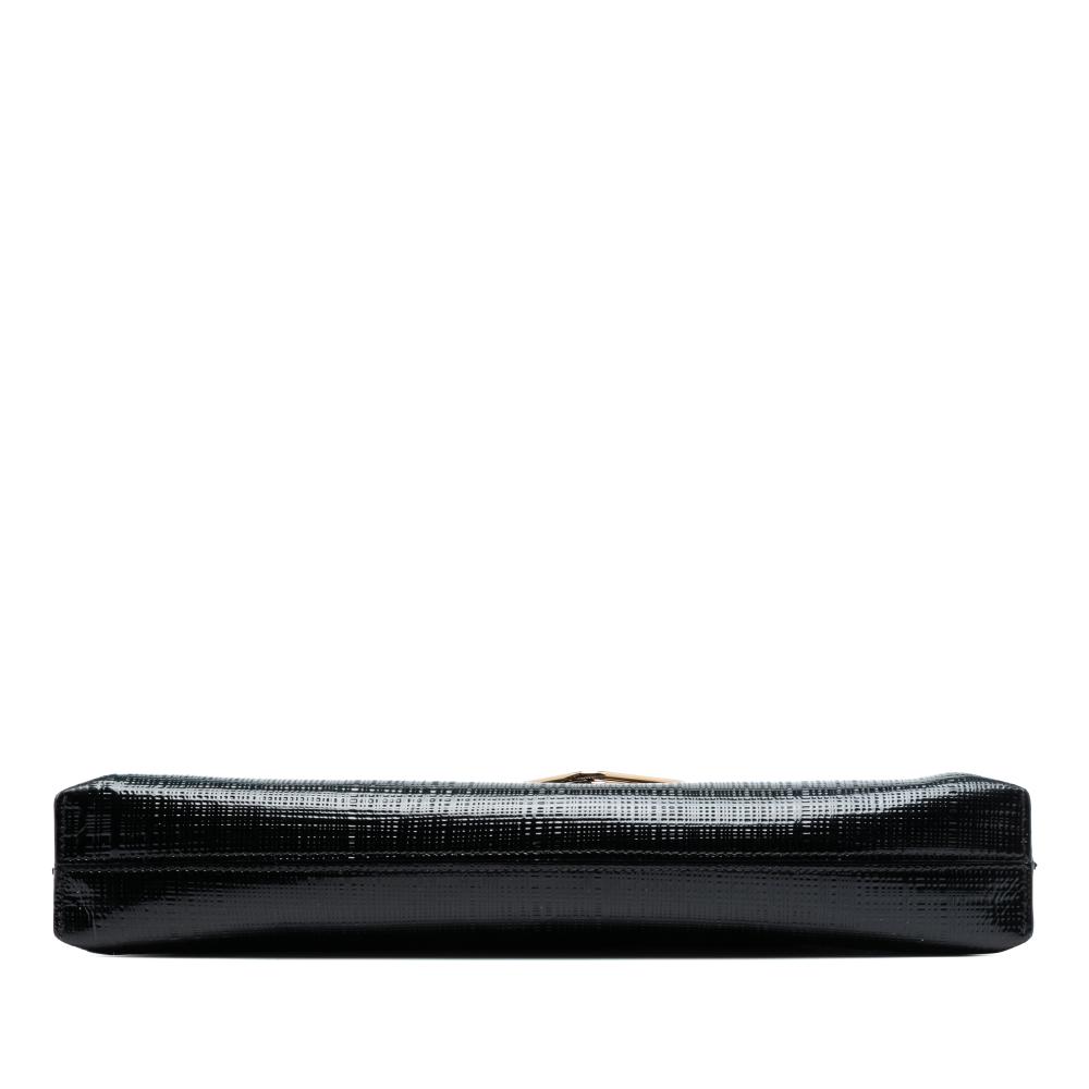 Loewe B LOEWE Black Patent Leather Leather Linen Embossed Patent Anagram Mechano Pin T Pouch Spain