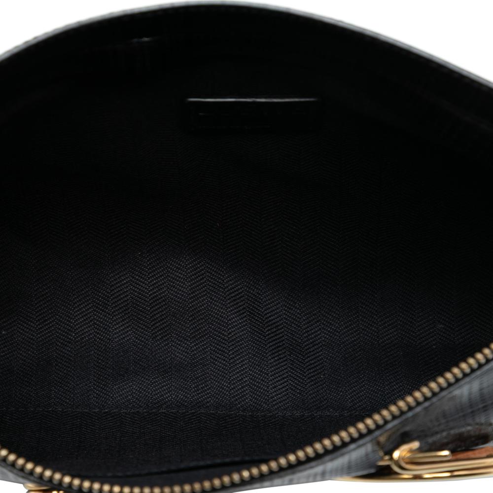 Loewe B LOEWE Black Patent Leather Leather Linen Embossed Patent Anagram Mechano Pin T Pouch Spain