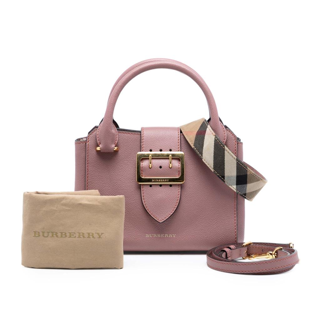 Burberry B Burberry Pink Calf Leather Small Grained Buckle Tote Italy