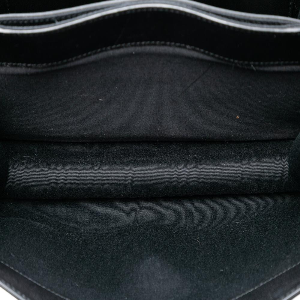 Saint Laurent B Saint Laurent Black Lambskin Leather Leather Lambskin Monogram Flap Crossbody Italy