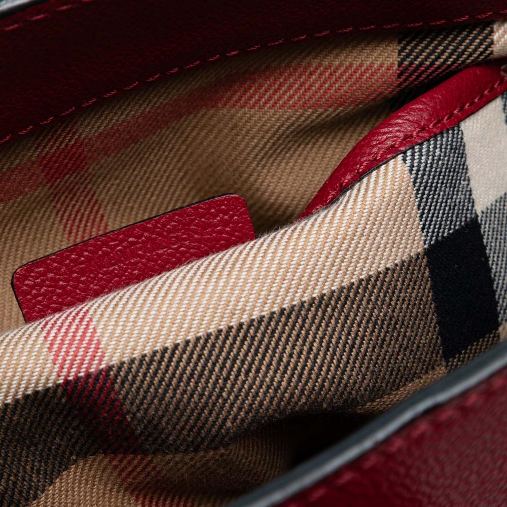 Burberry B Burberry Red Calf Leather Small Grained Buckle Tote Italy