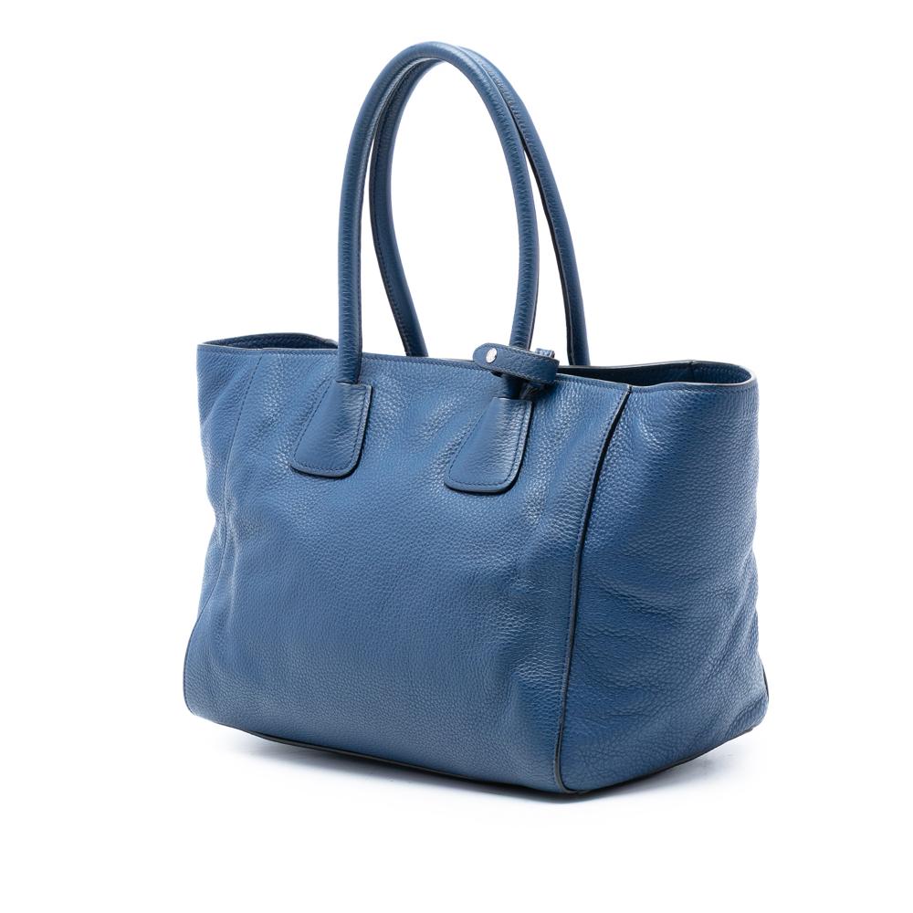 Prada B Prada Blue Calf Leather Vitello Daino Front Pocket Open Convertible Tote India