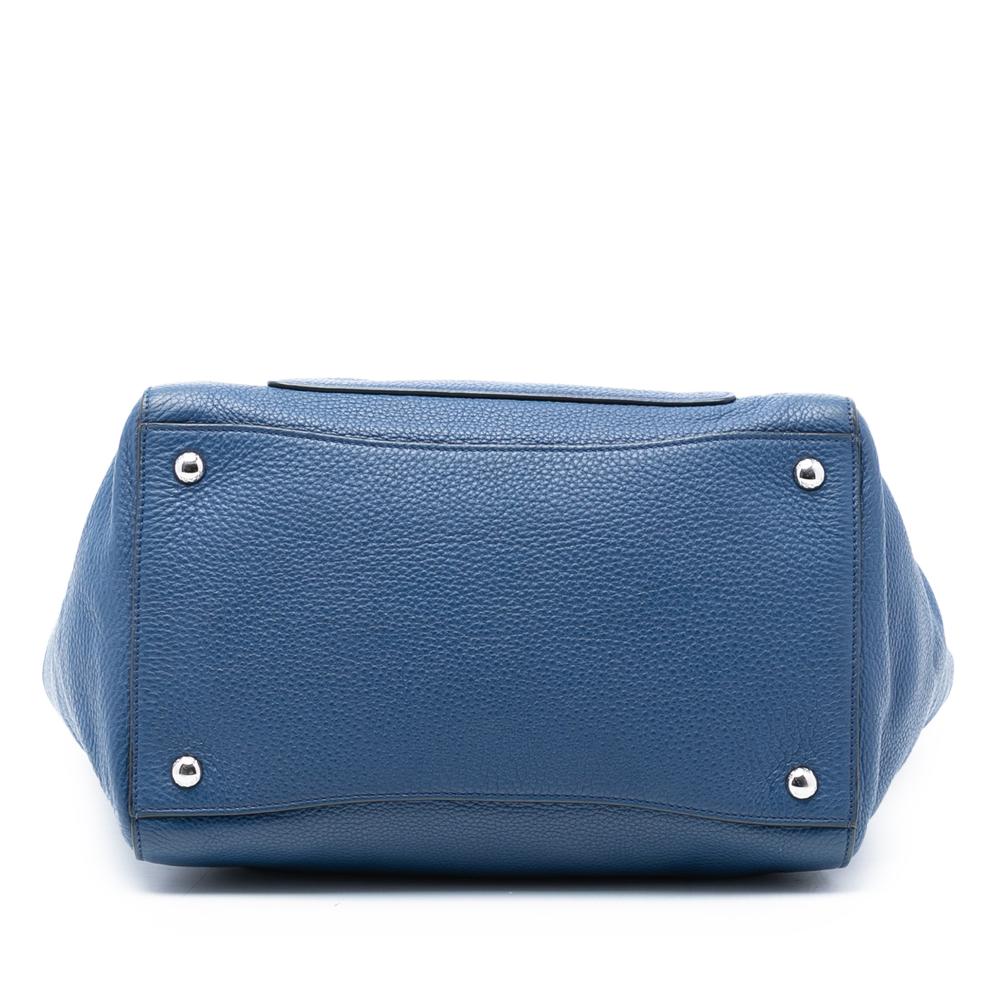 Prada B Prada Blue Calf Leather Vitello Daino Front Pocket Open Convertible Tote India