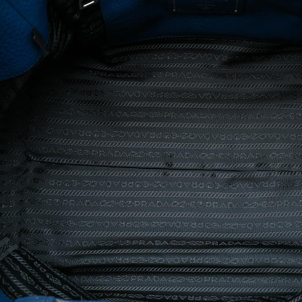 Prada B Prada Blue Calf Leather Vitello Daino Front Pocket Open Convertible Tote India