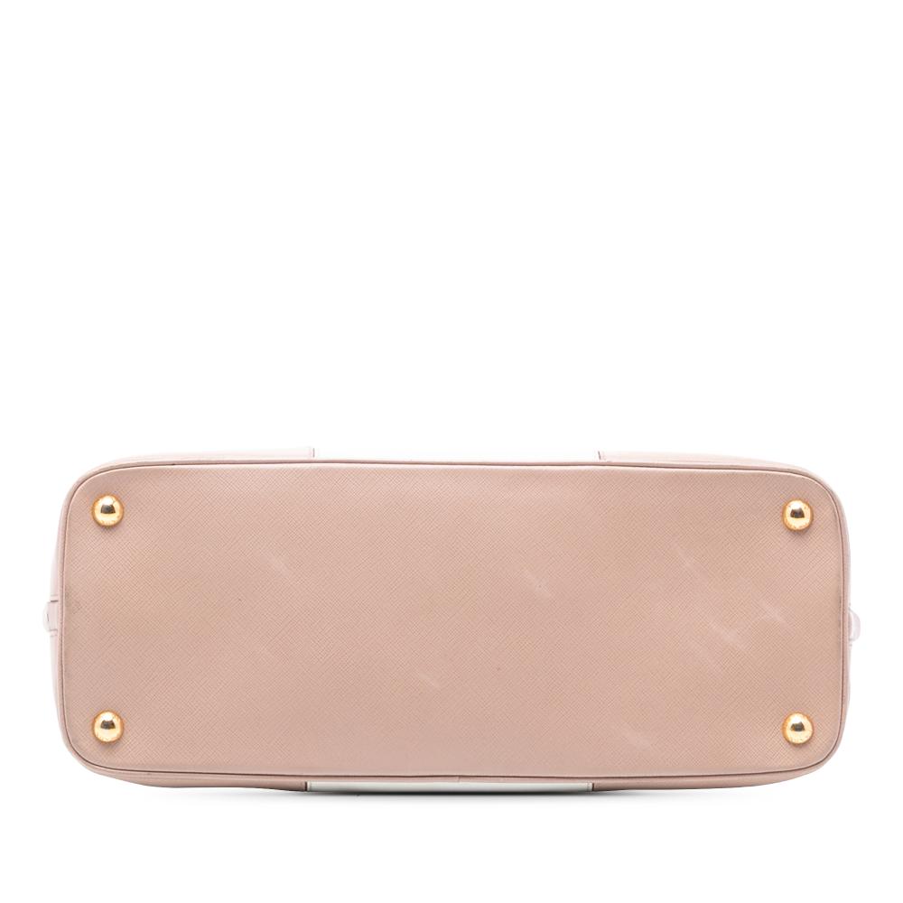 Prada B Prada Pink Light Pink with Brown Beige Saffiano Leather Medium Bicolor Lux Promenade Satchel Italy