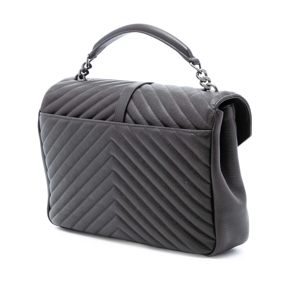 Saint Laurent Brown Large Chevron Sheepskin Monogram College Bag Italy