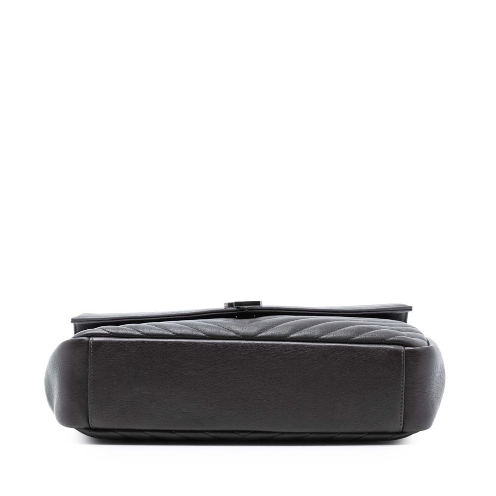 Saint Laurent Brown Large Chevron Sheepskin Monogram College Bag Italy