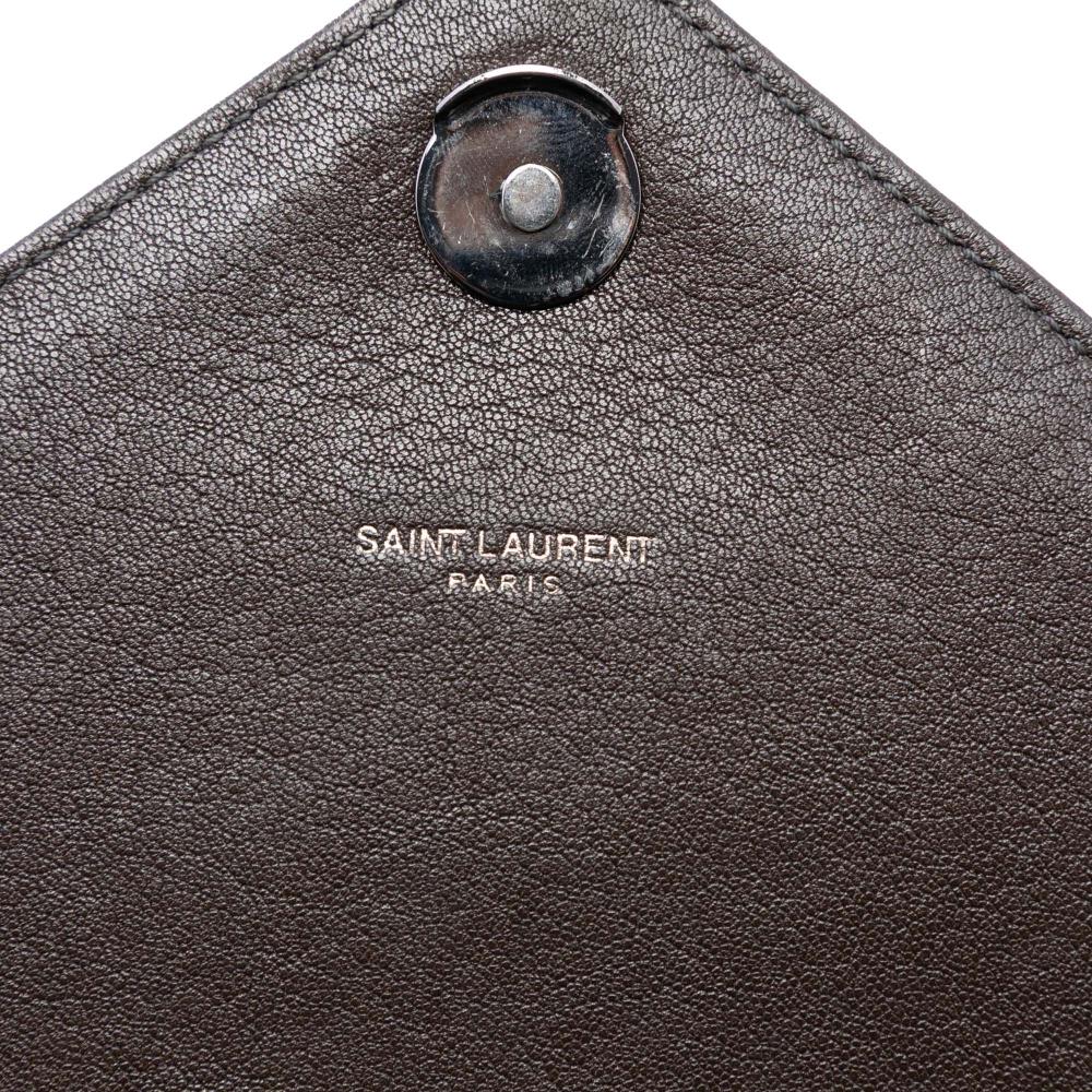 Saint Laurent Brown Large Chevron Sheepskin Monogram College Bag Italy