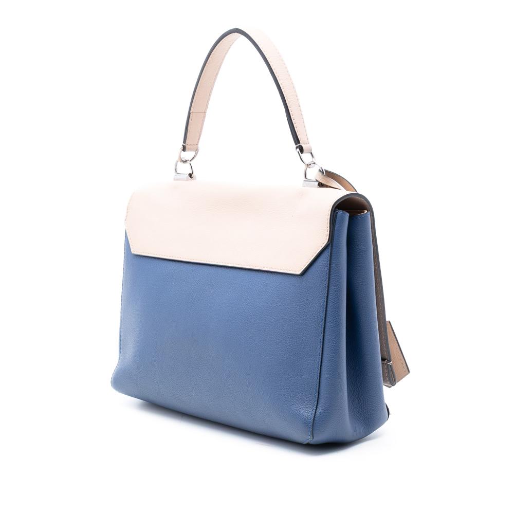 Louis Vuitton B Louis Vuitton Brown Beige with Blue Calf Leather Bicolor Lockme II France