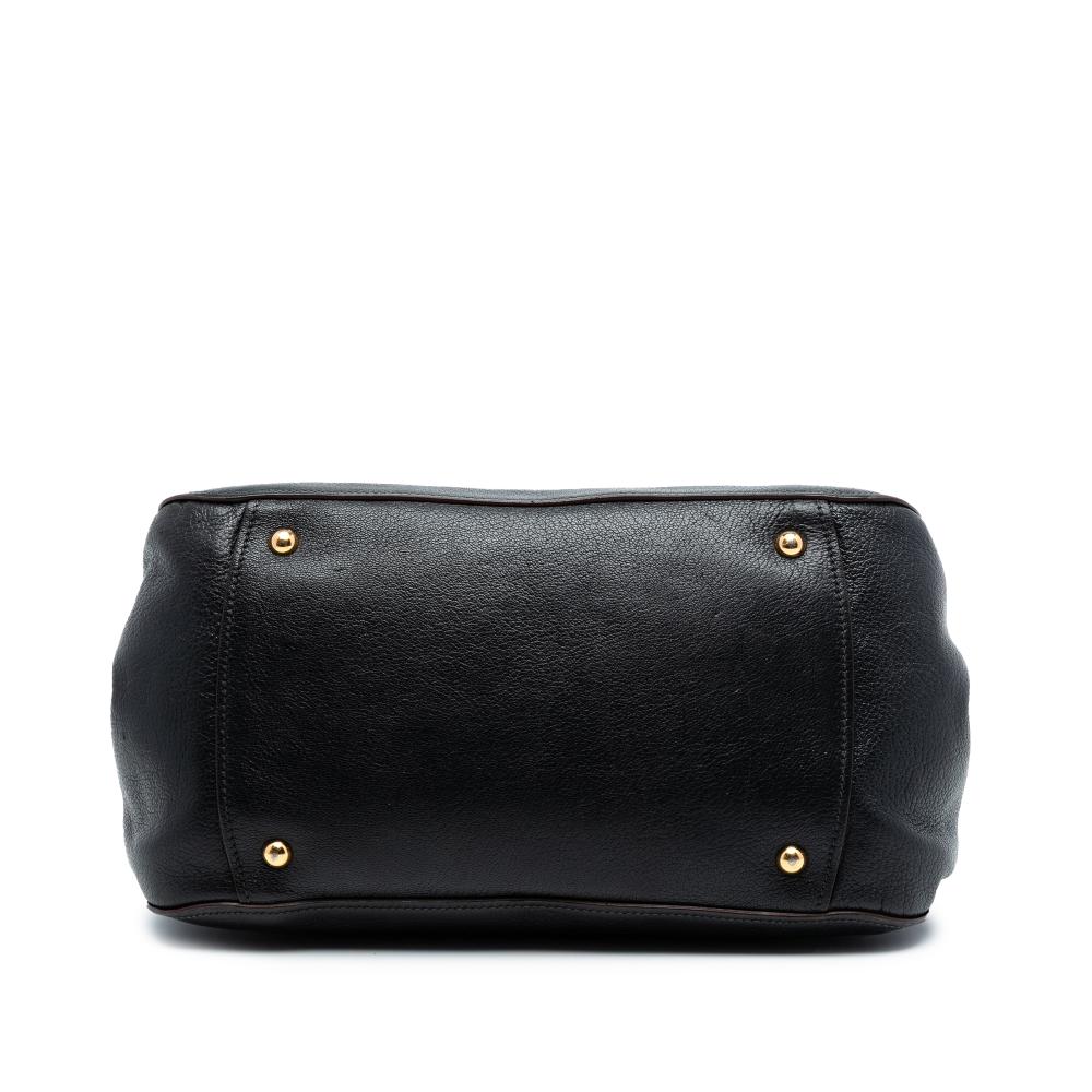 Miu Miu B Miu Miu Black Goatskin Leather Madras Bowler Bag Italy