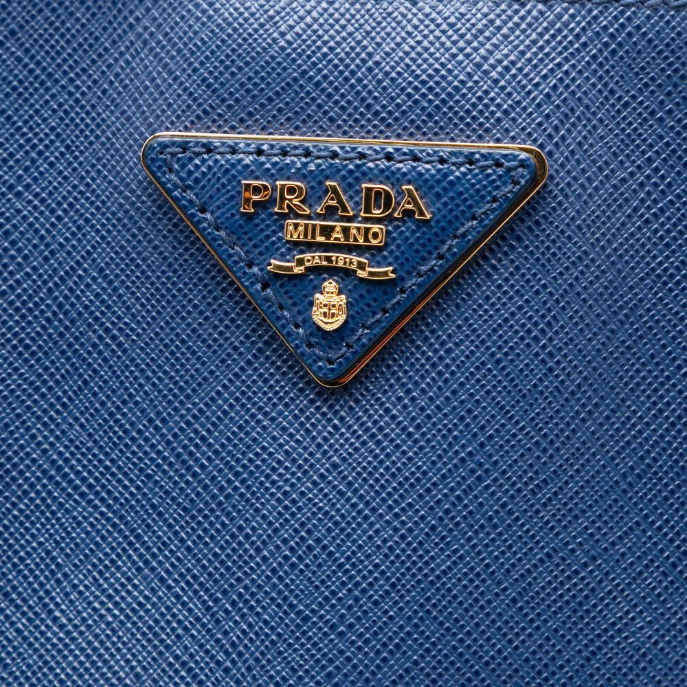 Prada B Prada Blue Saffiano Leather Large Lux Galleria Tote Italy