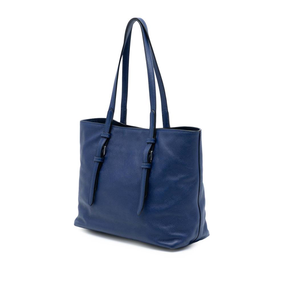 Prada B Prada Blue Saffiano Leather Soft Shopping Tote Italy