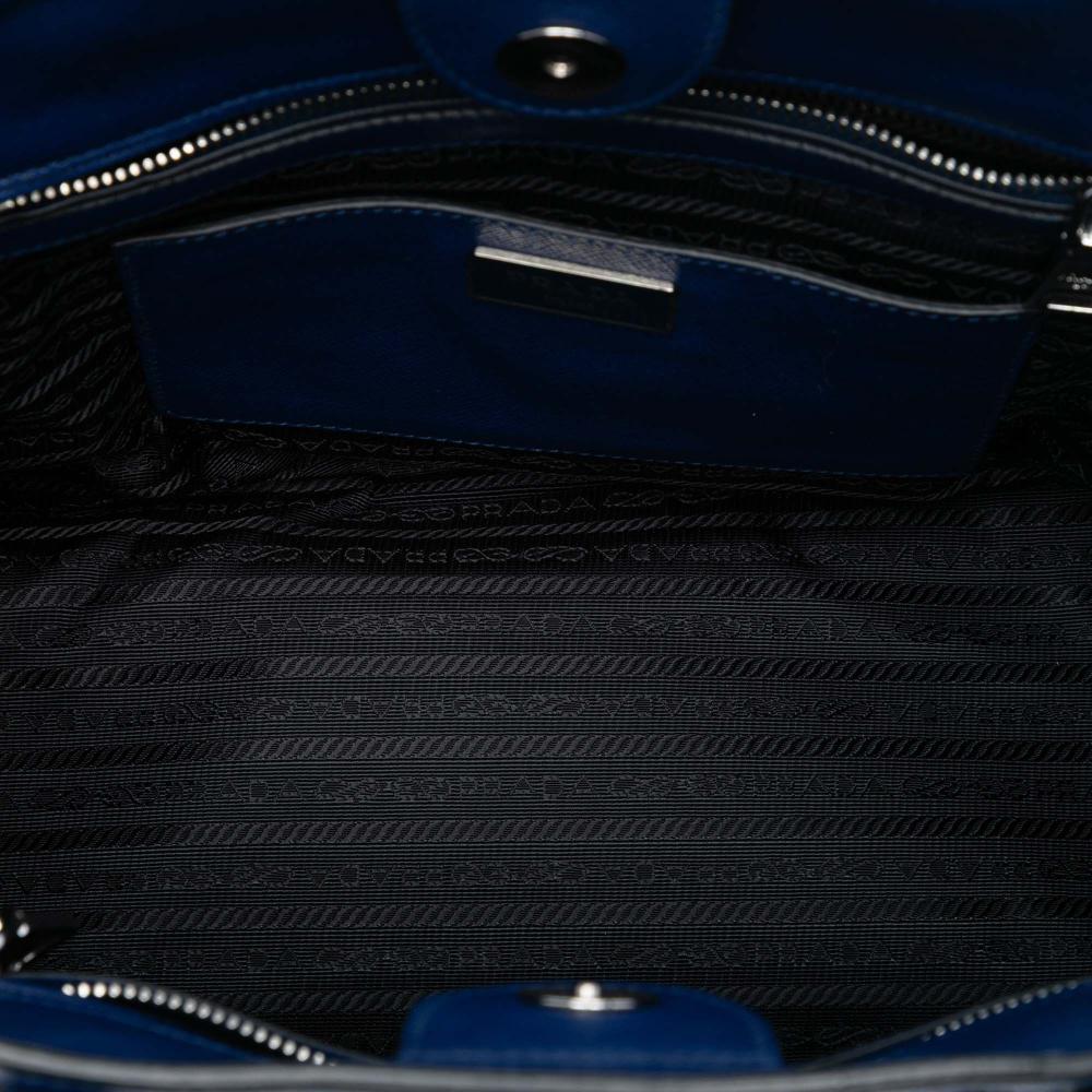Prada B Prada Blue Saffiano Leather Soft Shopping Tote Italy