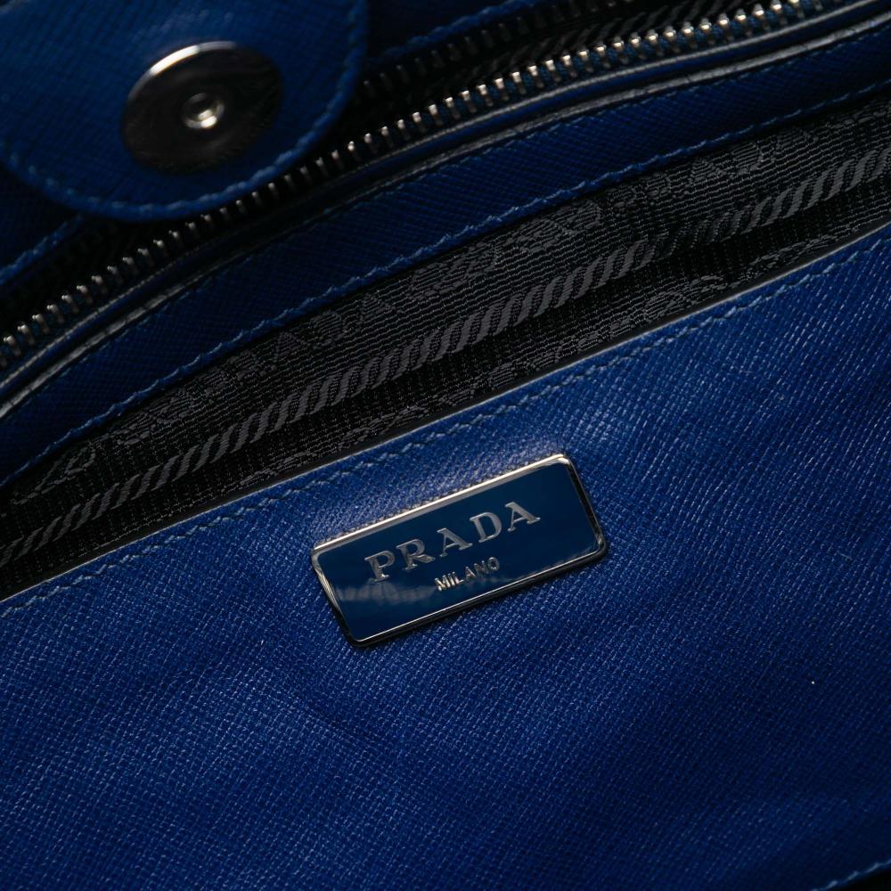 Prada B Prada Blue Saffiano Leather Soft Shopping Tote Italy