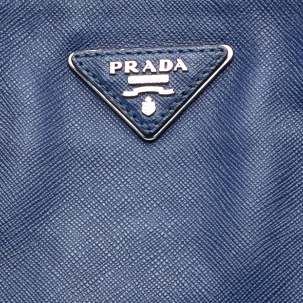 Prada B Prada Blue Saffiano Leather Soft Shopping Tote Italy