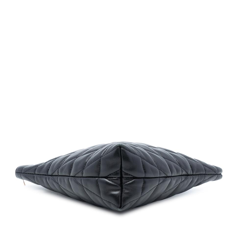 Saint Laurent AB Saint Laurent Black Lambskin Leather Leather Large Quilted Lambskin Sade Triangle Pouch Italy