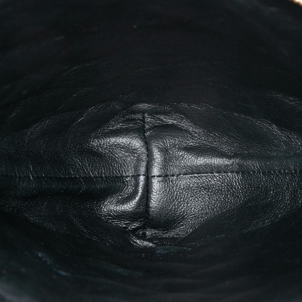 Saint Laurent AB Saint Laurent Black Lambskin Leather Leather Large Quilted Lambskin Sade Triangle Pouch Italy