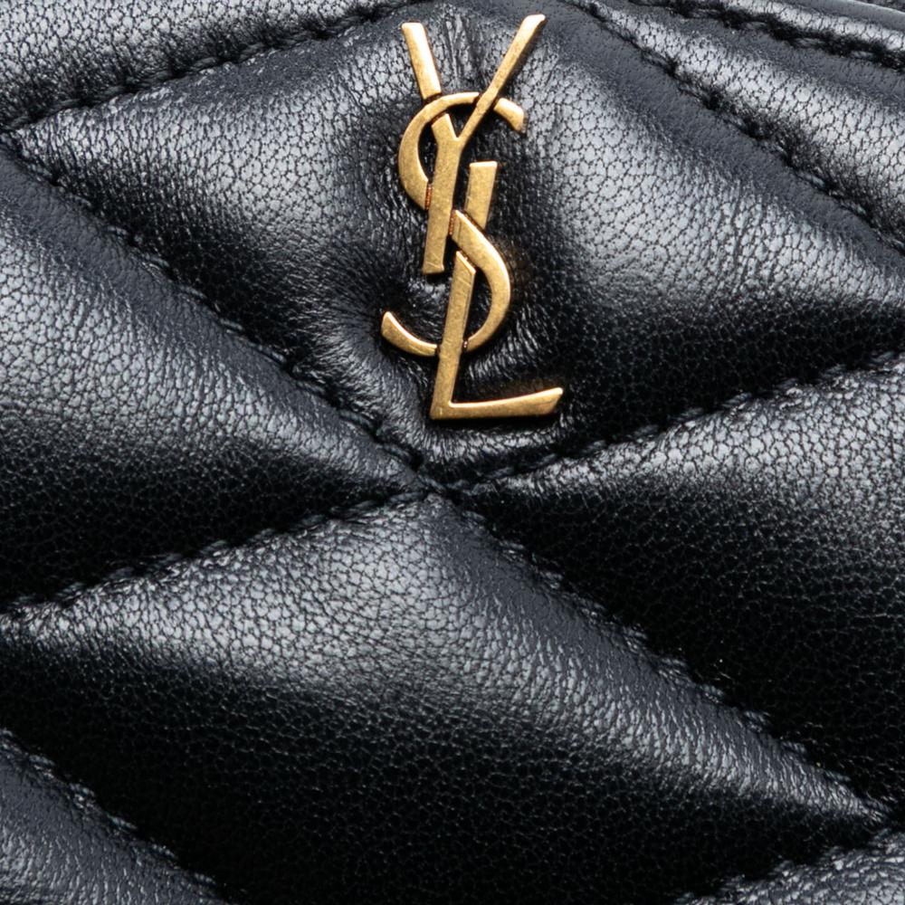 Saint Laurent AB Saint Laurent Black Lambskin Leather Leather Large Quilted Lambskin Sade Triangle Pouch Italy