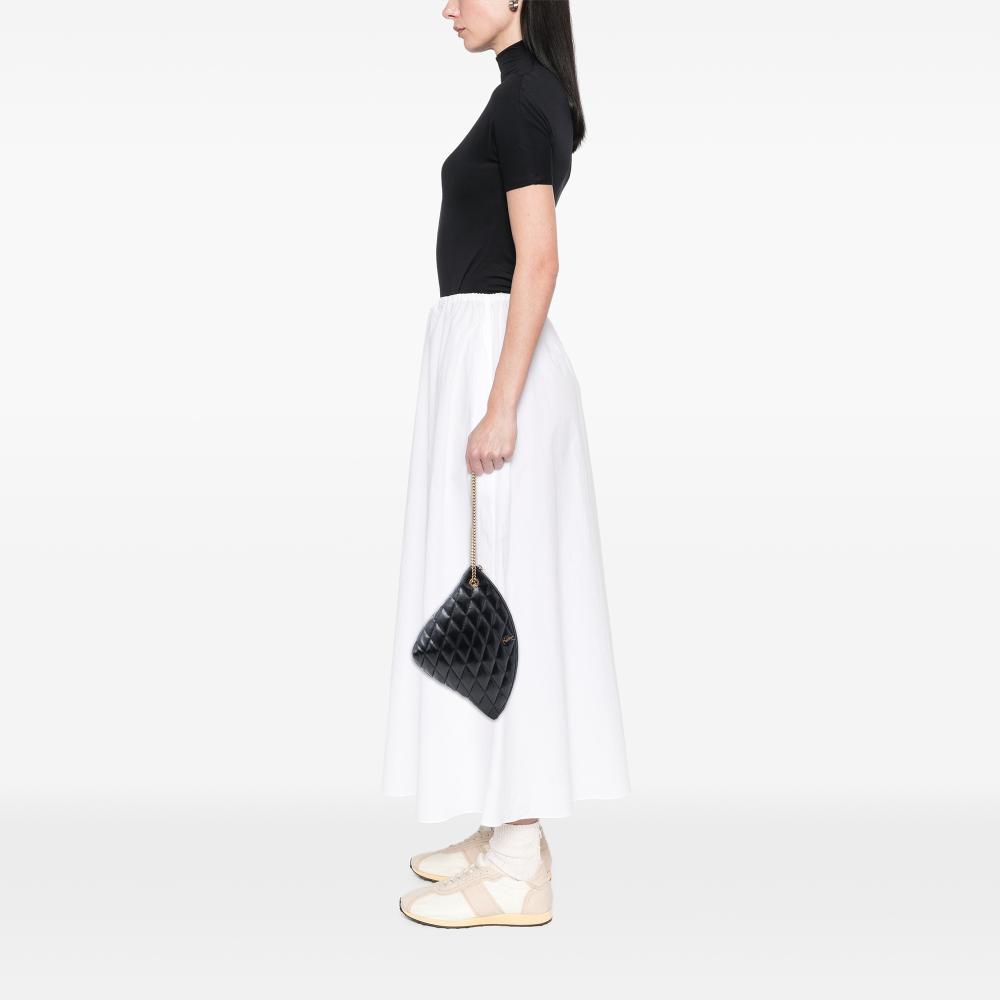 Saint Laurent AB Saint Laurent Black Lambskin Leather Leather Large Quilted Lambskin Sade Triangle Pouch Italy