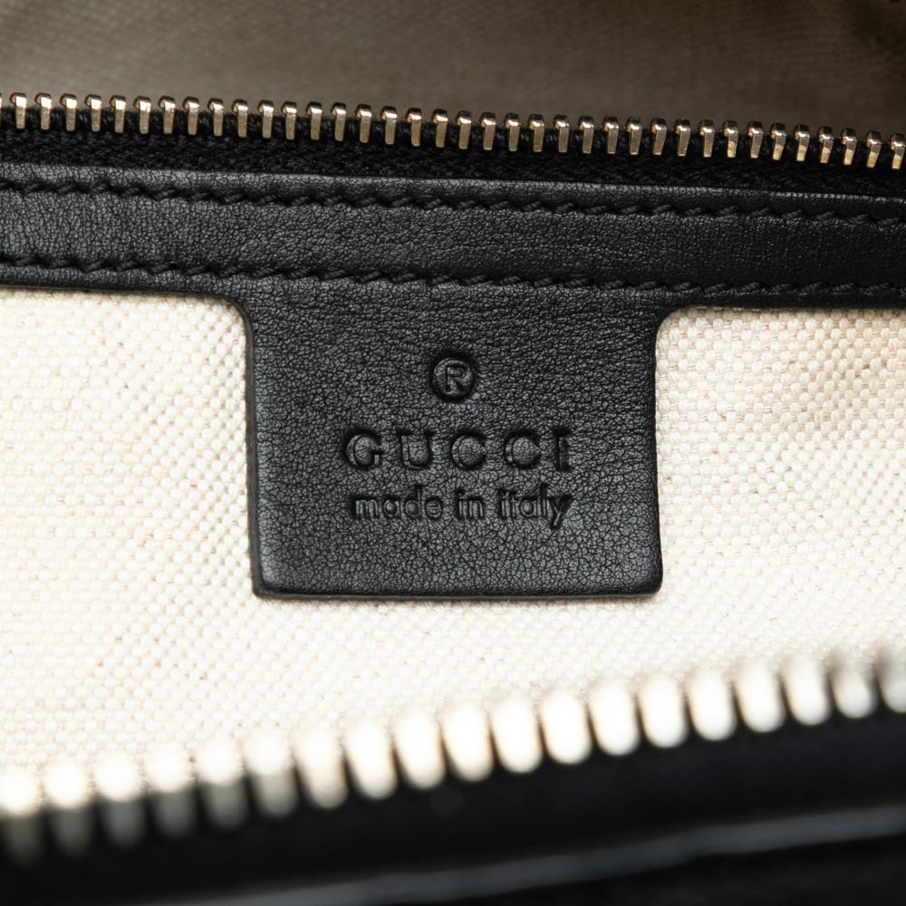 Gucci B Gucci Black Calf Leather Medium Guccissima Bree Dome Tote Italy