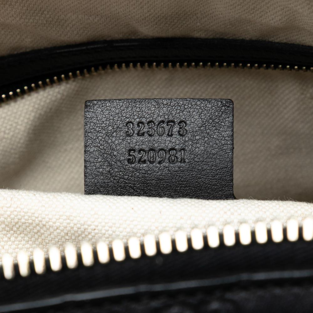 Gucci B Gucci Black Calf Leather Medium Guccissima Bree Dome Tote Italy