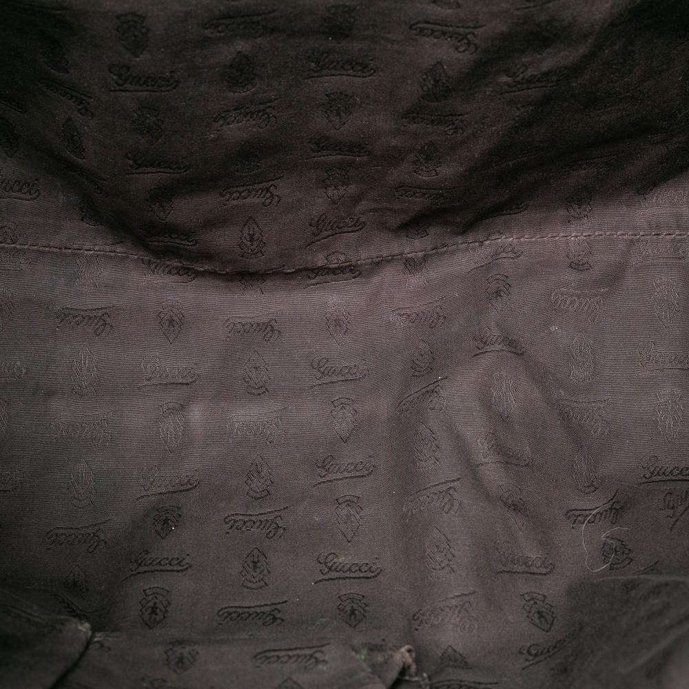 Gucci B Gucci Brown Beige Canvas Fabric GG Web Tassel Tote Italy