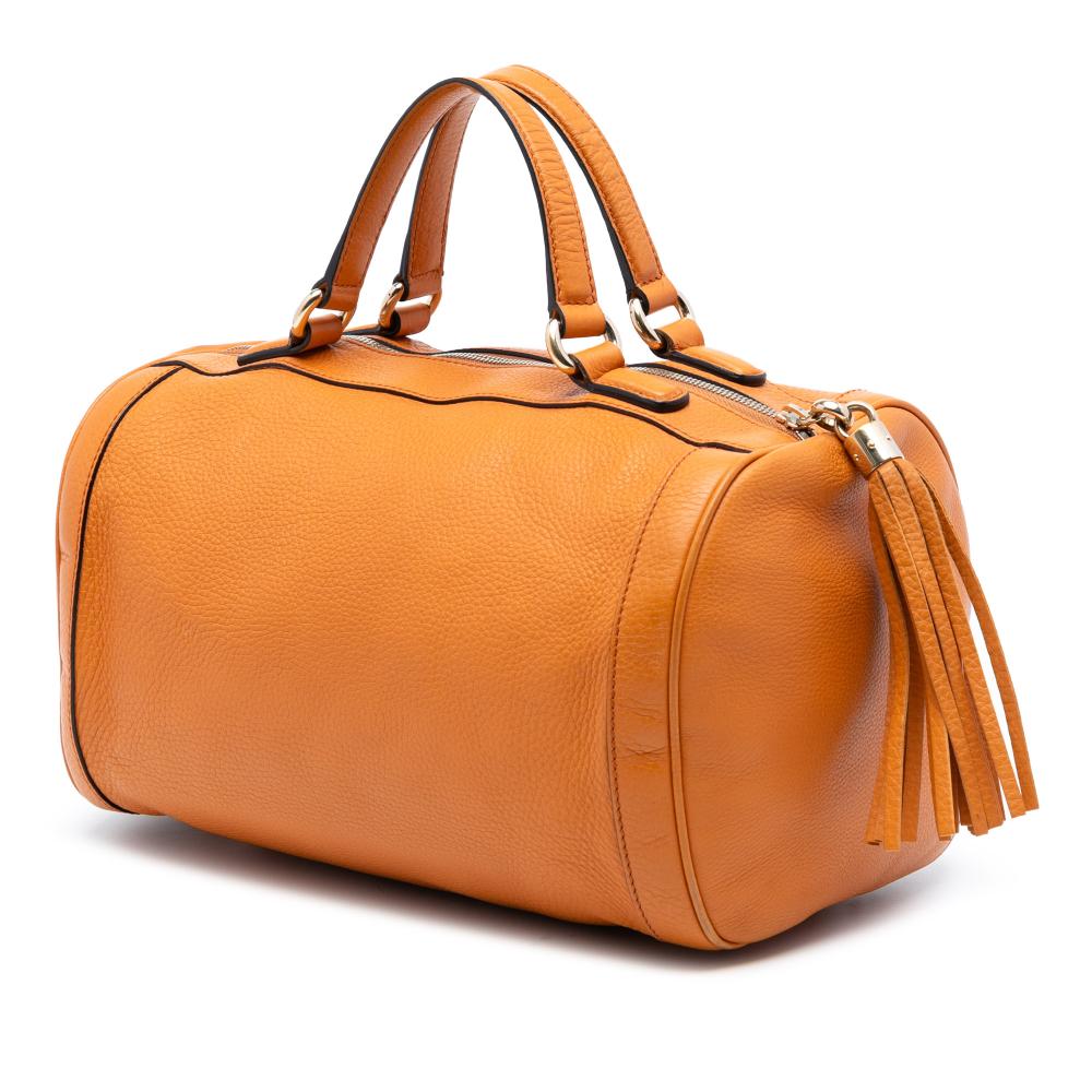 Gucci B Gucci Orange Calf Leather Medium Pebbled skin Soho Boston Bag Italy