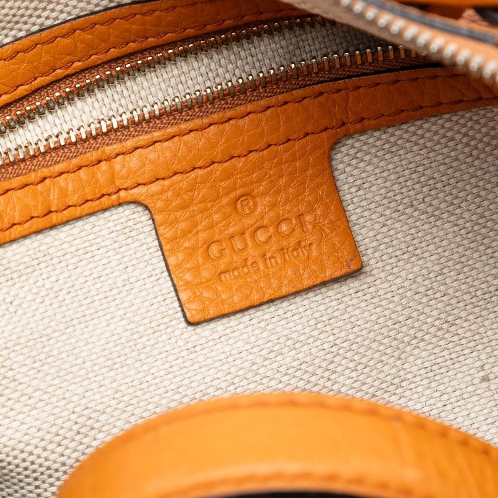 Gucci B Gucci Orange Calf Leather Medium Pebbled skin Soho Boston Bag Italy
